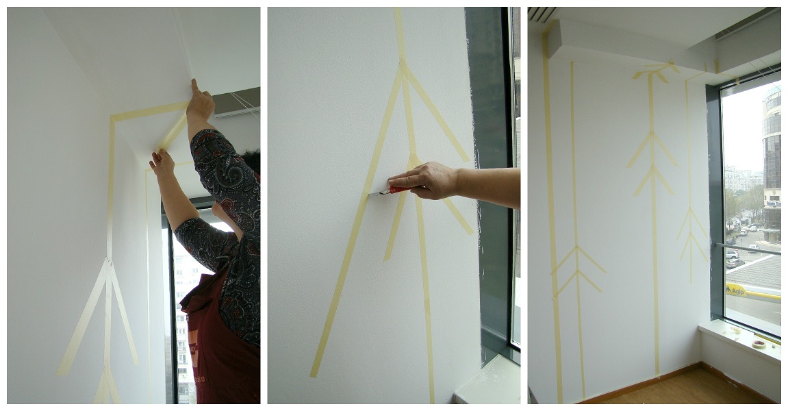 pasul 2 colorare perete colaj braduti